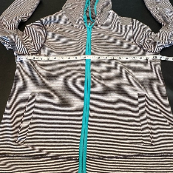 Talbots Black & White Striped Full-Zip Hoodie size Large. - Picture 8 of 11